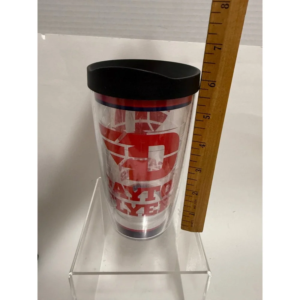 Tervis Tumbler Dayton Flyers Insulated Travel Cup 16oz Clear Red Black Lid NCAA